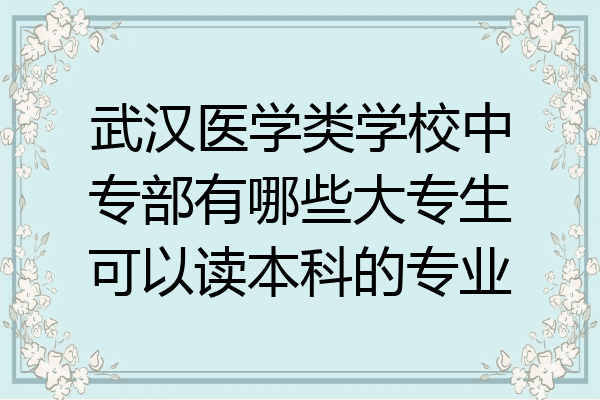 武汉医学类学校中专部有哪些大专生可以读本科的专业