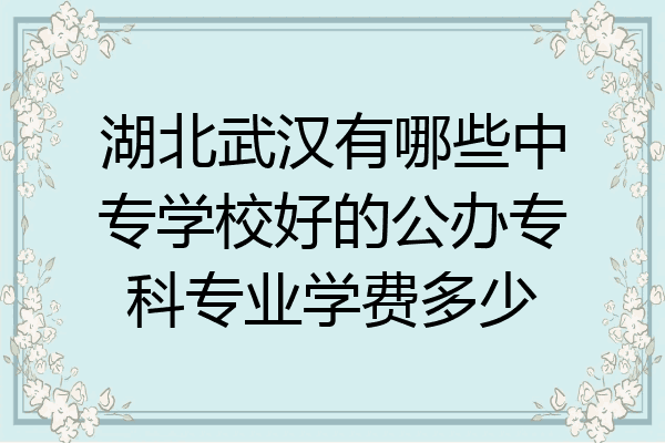 湖北武汉有哪些中专学校好的公办专科专业学费多少