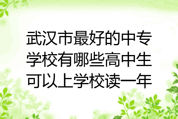 武汉市最好的中专学校有哪些高中生可以上学校读一年