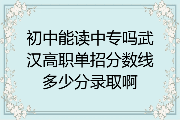 初中能读中专吗武汉高职单招分数线多少分录取啊