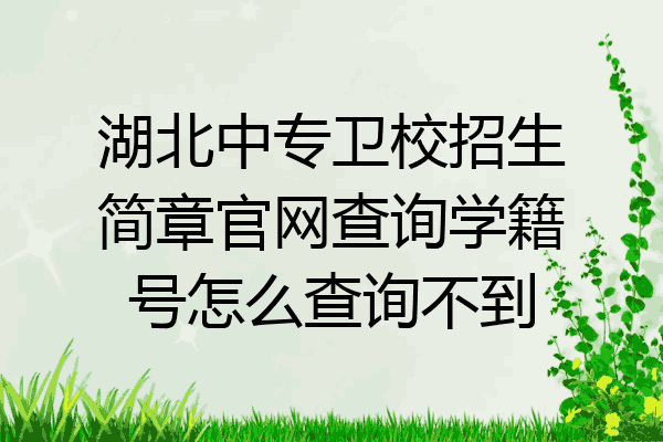 湖北中专卫校招生简章官网查询学籍号怎么查询不到