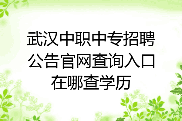 武汉中职中专招聘公告官网查询入口在哪查学历