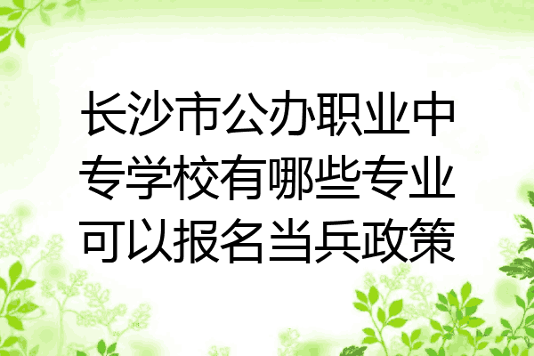 长沙市公办职业中专学校有哪些专业可以报名当兵政策