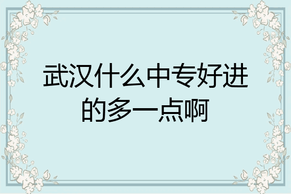 武汉什么中专好进的多一点啊