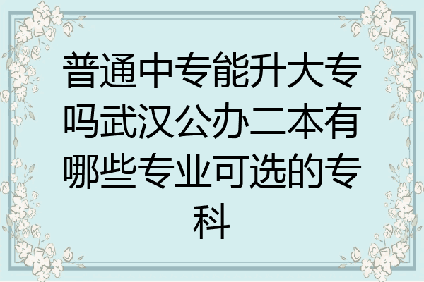 普通中专能升大专吗武汉公办二本有哪些专业可选的专科