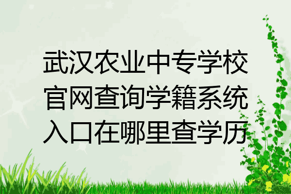 武汉农业中专学校官网查询学籍系统入口在哪里查学历