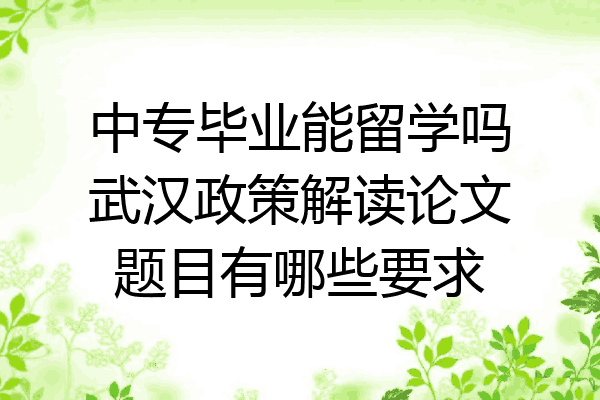 中专毕业能留学吗武汉政策解读论文题目有哪些要求