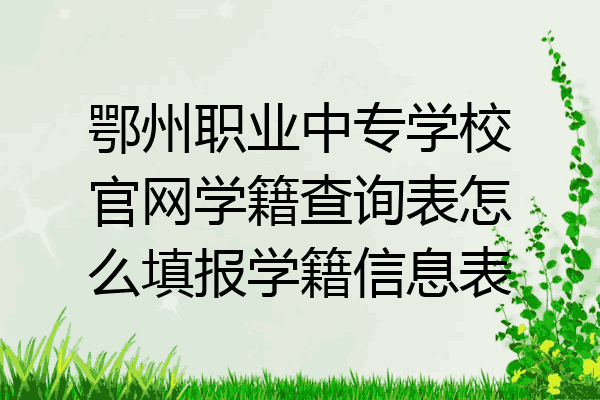 鄂州职业中专学校官网学籍查询表怎么填报学籍信息表