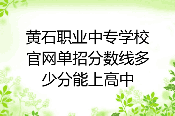 黄石职业中专学校官网单招分数线多少分能上高中