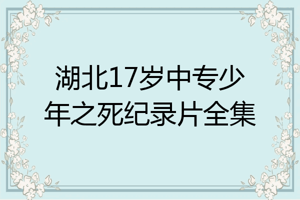 湖北17岁中专少年之死纪录片全集