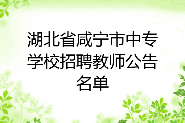 湖北省咸宁市中专学校招聘教师公告名单