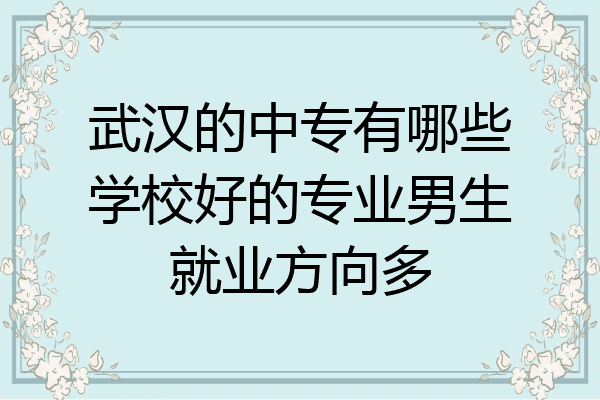 武汉的中专有哪些学校好的专业男生就业方向多