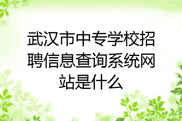 武汉市中专学校招聘信息查询系统网站是什么