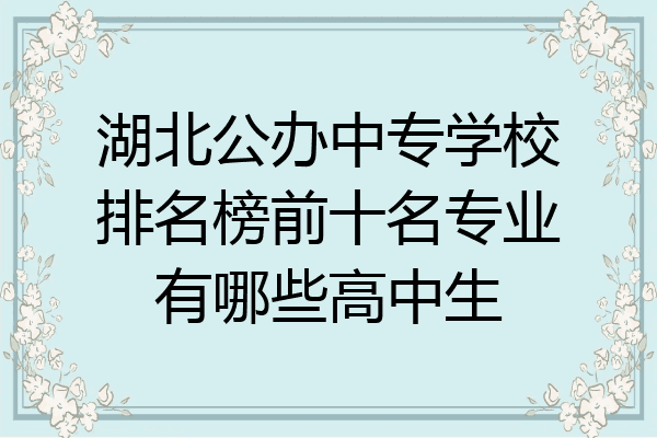 湖北公办中专学校排名榜前十名专业有哪些高中生