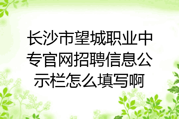 长沙市望城职业中专官网招聘信息公示栏怎么填写啊