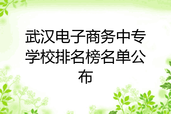 武汉电子商务中专学校排名榜名单公布