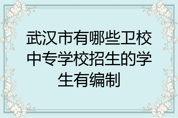 武汉市有哪些卫校中专学校招生的学生有编制