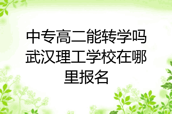 中专高二能转学吗武汉理工学校在哪里报名