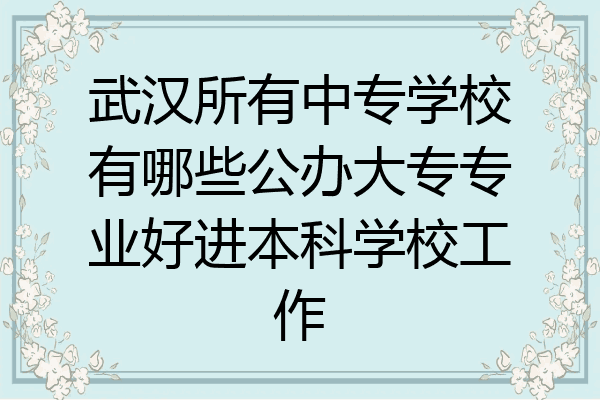 武汉所有中专学校有哪些公办大专专业好进本科学校工作