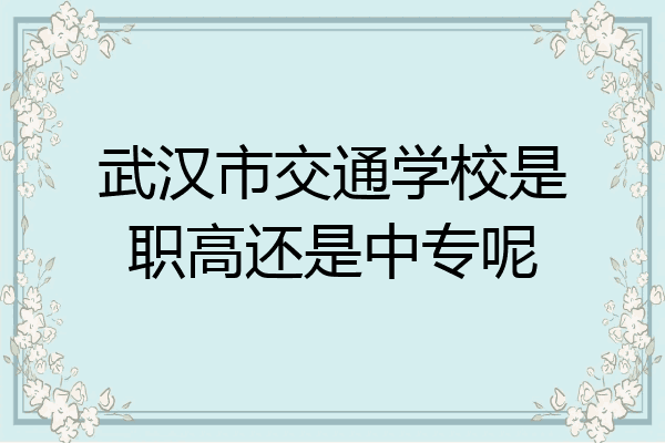 武汉市交通学校是职高还是中专呢