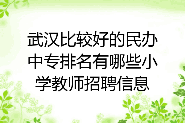 武汉比较好的民办中专排名有哪些小学教师招聘信息