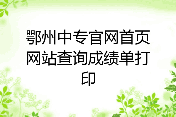鄂州中专官网首页网站查询成绩单打印