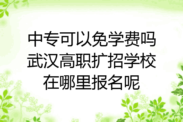 中专可以免学费吗武汉高职扩招学校在哪里报名呢