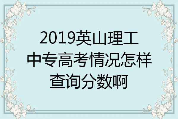 2019英山理工中专高考情况怎样查询分数啊