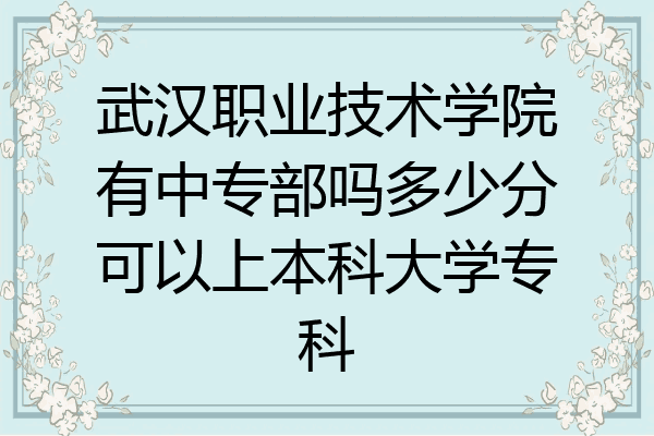 武汉职业技术学院有中专部吗多少分可以上本科大学专科