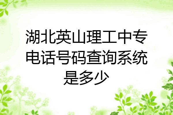 湖北英山理工中专电话号码查询系统是多少