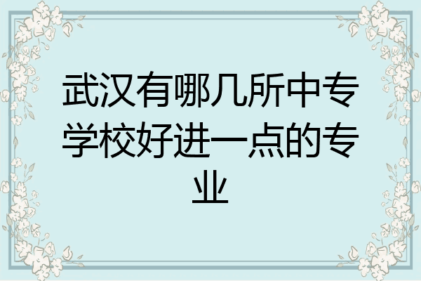 武汉有哪几所中专学校好进一点的专业