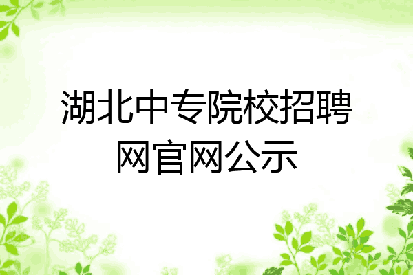 湖北中专院校招聘网官网公示