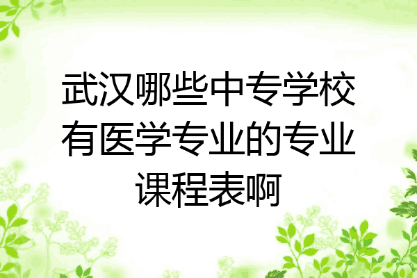 武汉哪些中专学校有医学专业的专业课程表啊