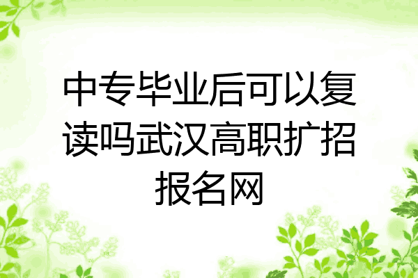 中专毕业后可以复读吗武汉高职扩招报名网