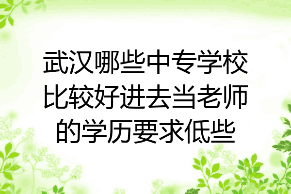 武汉哪些中专学校比较好进去当老师的学历要求低些
