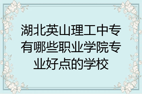 湖北英山理工中专有哪些职业学院专业好点的学校