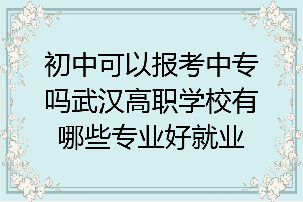 初中可以报考中专吗武汉高职学校有哪些专业好就业