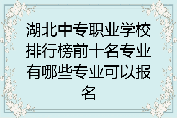 湖北中专职业学校排行榜前十名专业有哪些专业可以报名