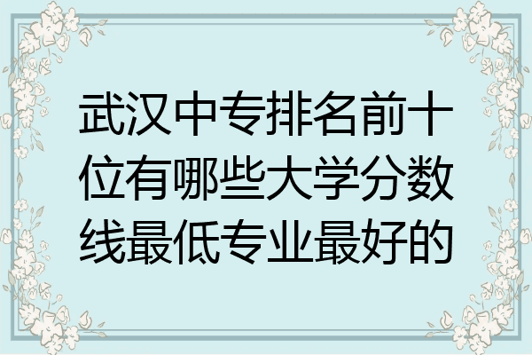 武汉中专排名前十位有哪些大学分数线最低专业最好的