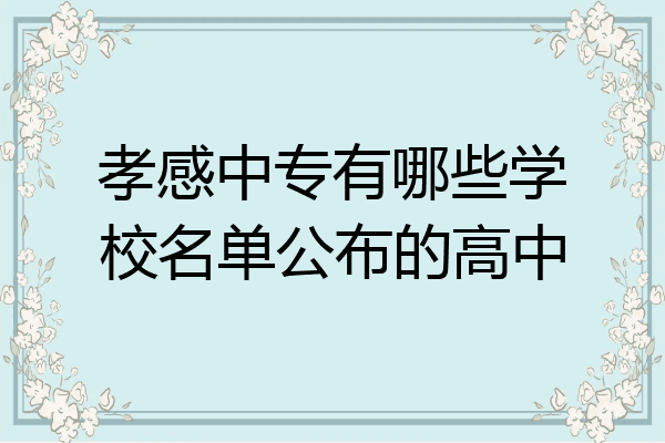 孝感中专有哪些学校名单公布的高中
