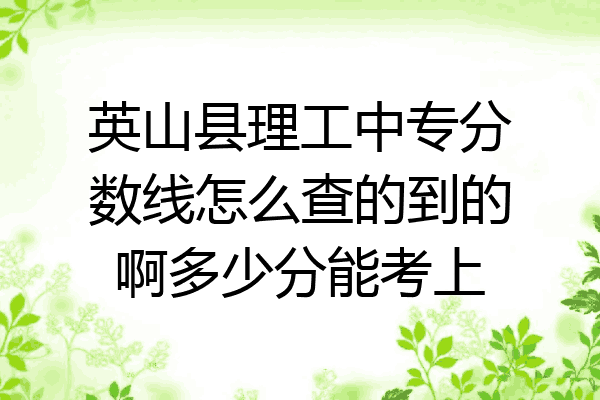 英山县理工中专分数线怎么查的到的啊多少分能考上