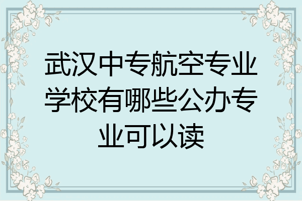 武汉中专航空专业学校有哪些公办专业可以读