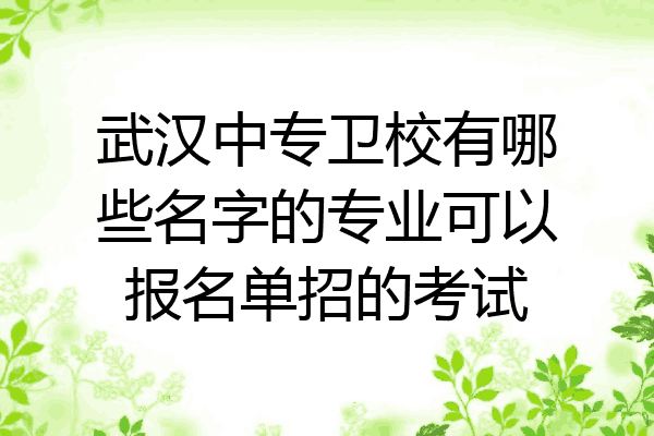 武汉中专卫校有哪些名字的专业可以报名单招的考试