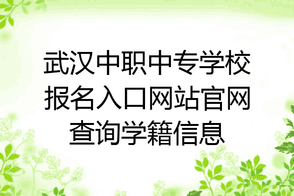 武汉中职中专学校报名入口网站官网查询学籍信息
