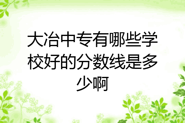 大冶中专有哪些学校好的分数线是多少啊