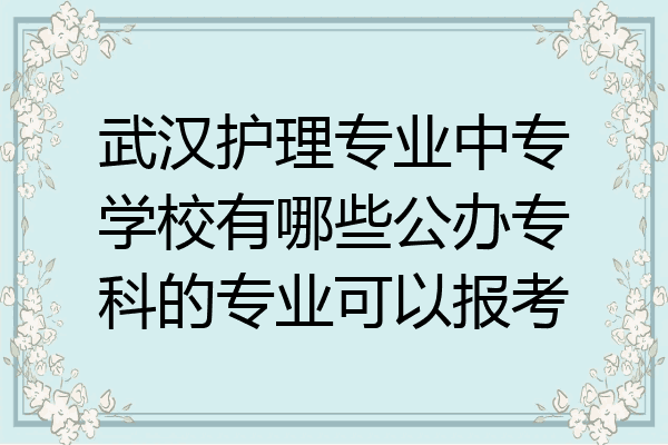 武汉护理专业中专学校有哪些公办专科的专业可以报考