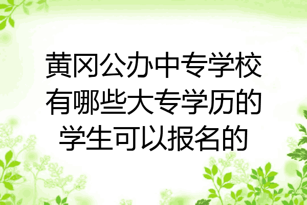 黄冈公办中专学校有哪些大专学历的学生可以报名的