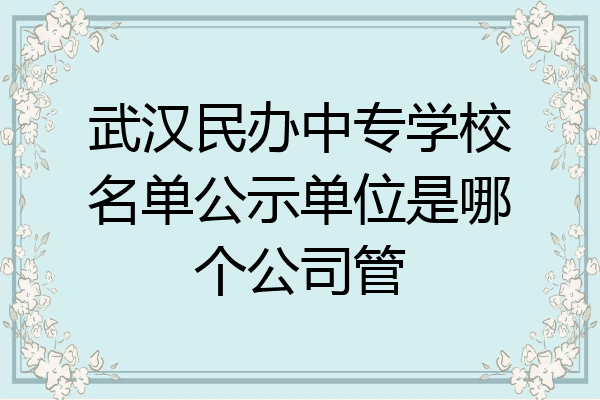 武汉民办中专学校名单公示单位是哪个公司管
