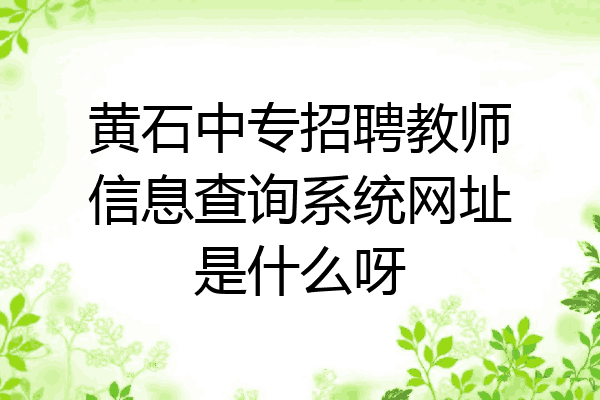 黄石中专招聘教师信息查询系统网址是什么呀