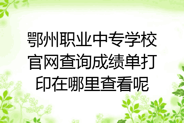 鄂州职业中专学校官网查询成绩单打印在哪里查看呢